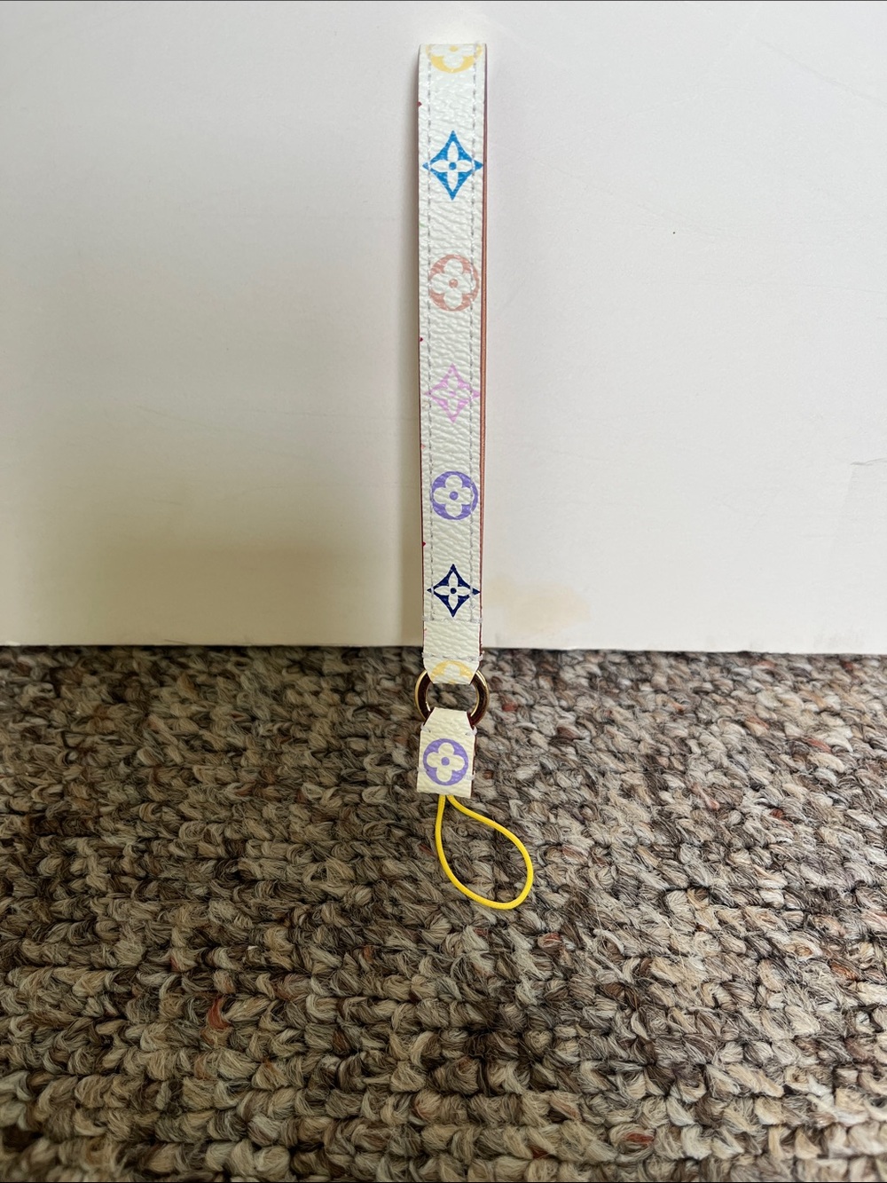 Louis Vuitton White Multicolor Monogram Wrist Strap with Yellow Loop